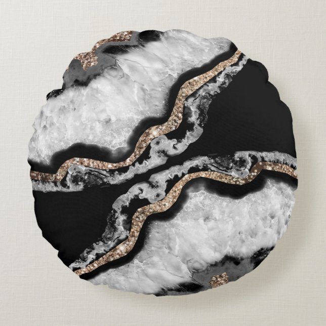 Yin Yang Agate Glitter Glam #8 #gem Round Cushion (Front)