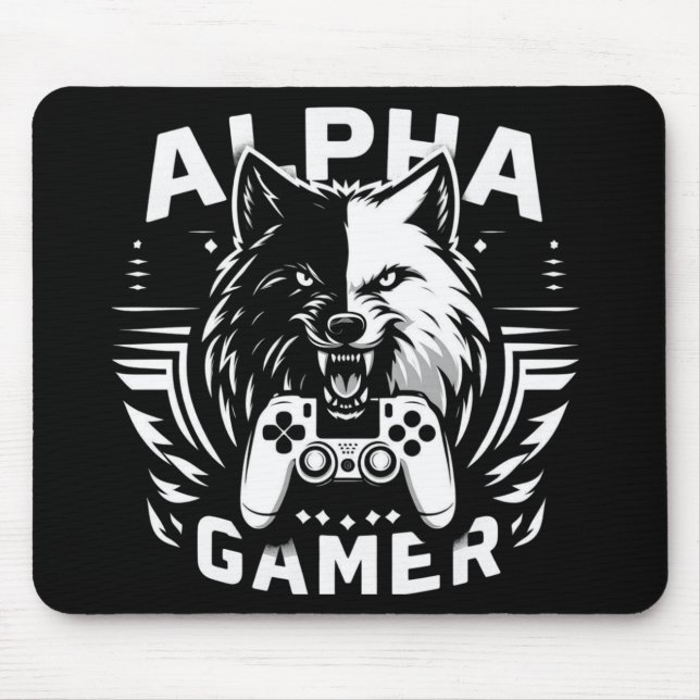 Yin Yang Alpha Gamer Wolf Mouse Pad (Front)