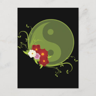 Yin Yang and Flowers Postcard
