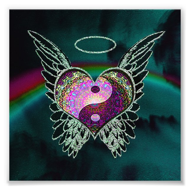 Yin Yang, Angel Wings, Heart and Space Photo Print (Front)