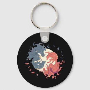 Yin Yang Animal Art, Spirit wolves Key Ring