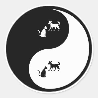 Yin Yang Animal Control Classic Round Sticker