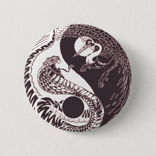 Yin Yang Art - Snake vs Bird 6 Cm Round Badge