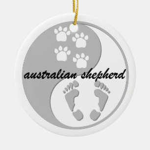yin yang australian shepherd ceramic tree decoration