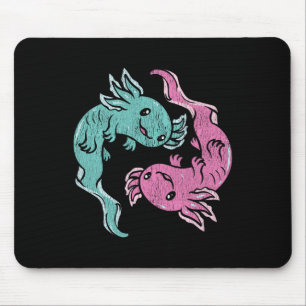 Yin Yang Axolotls - Cute Mexican Salamander Medita Mouse Pad