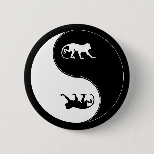 Yin Yang Baboon 6 Cm Round Badge
