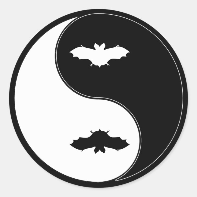 Yin Yang Bat Classic Round Sticker (Front)