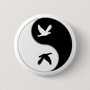Yin Yang Bird 6 Cm Round Badge