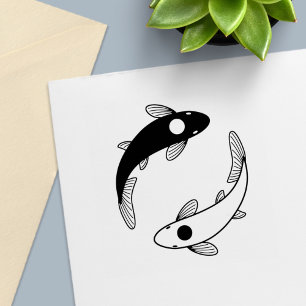 Yin Yang Black and White Fish Self-inking Stamp