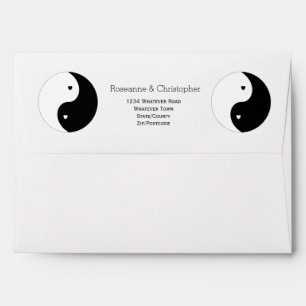 Yin Yang Black And White Hearts Design Wedding Envelope