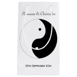Yin Yang Black And White Hearts Wedding Small Gift Bag
