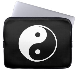 Yin Yang Black and White Illustration Template Laptop Sleeve