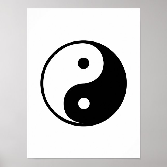 Yin Yang Black and White Illustration Template Poster (Front)