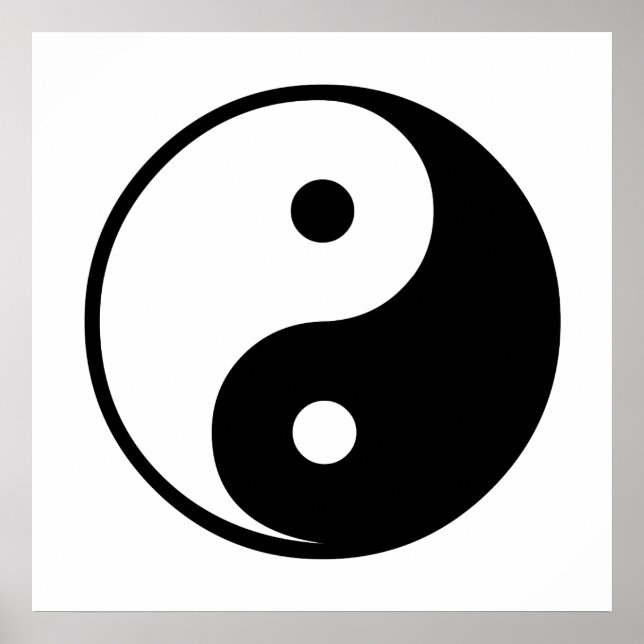 Yin Yang Black and White Illustration Template Poster (Front)