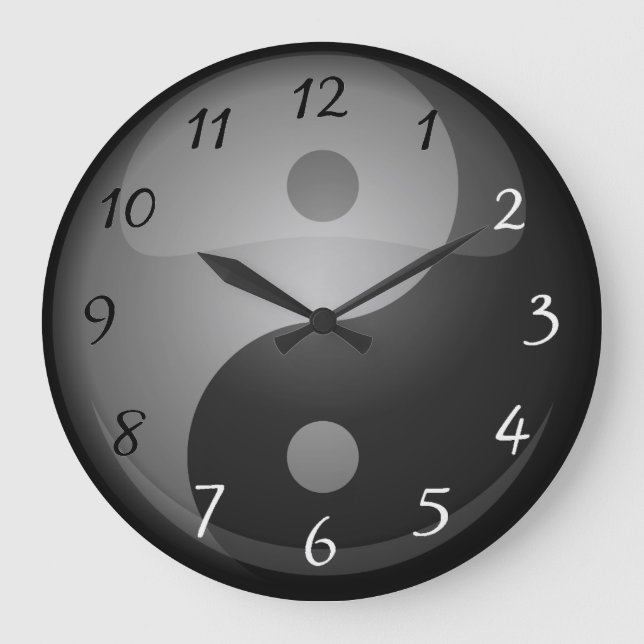 Yin yang black and white numbers large clock (Front)