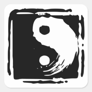 Yin Yang, Black and White Square Symbol, Square Sticker