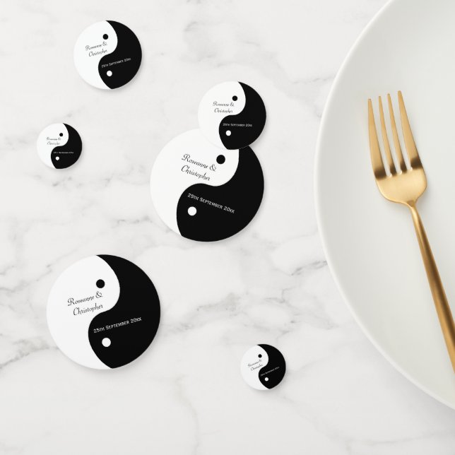 Yin Yang Black And White Wedding Confetti (Group)