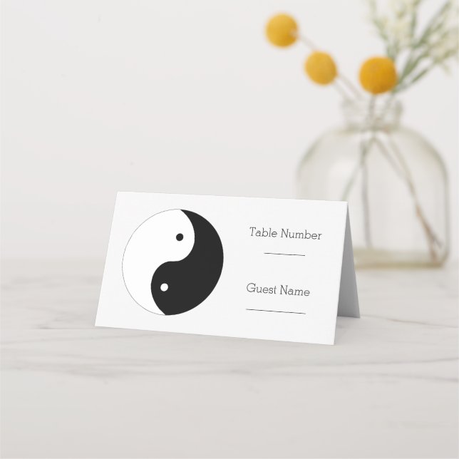 Yin Yang Black And White Wedding Place Card (Front)