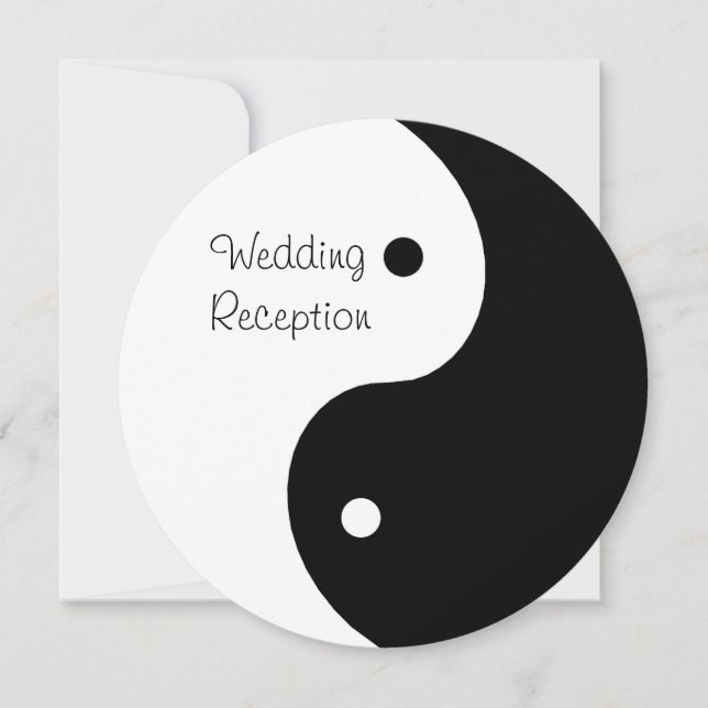 Yin Yang Black And White Wedding Reception Invitation (Front)