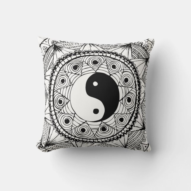 Yin & Yang Black Cushion (Front)