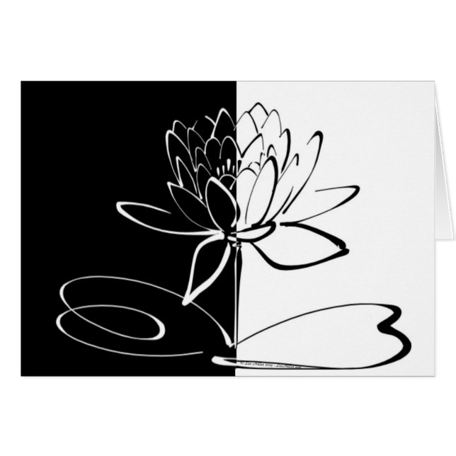 Yin Yang Black White Lotus Blossom (Front Horizontal)
