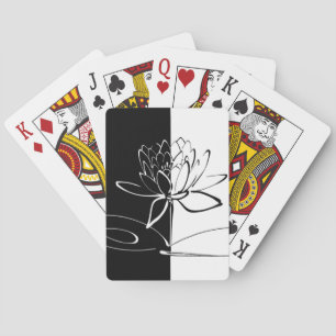Yin Yang Black White Lotus Blossom Playing Cards