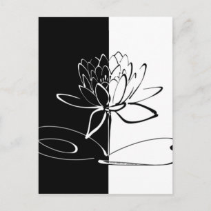 Yin Yang Black White Lotus Blossom Postcard