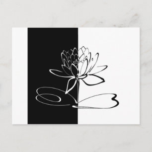 Yin Yang Black White Lotus Blossom Postcard
