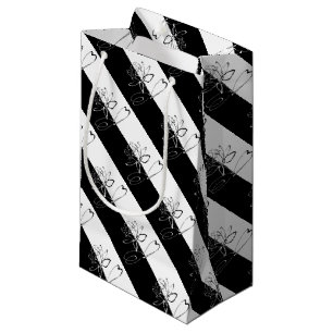 Yin Yang Black White Lotus Blossom Small Gift Bag
