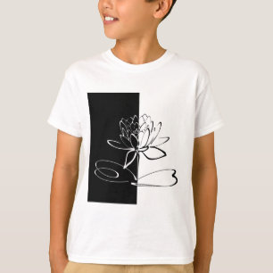 Yin Yang Black White Lotus Blossom T-Shirt