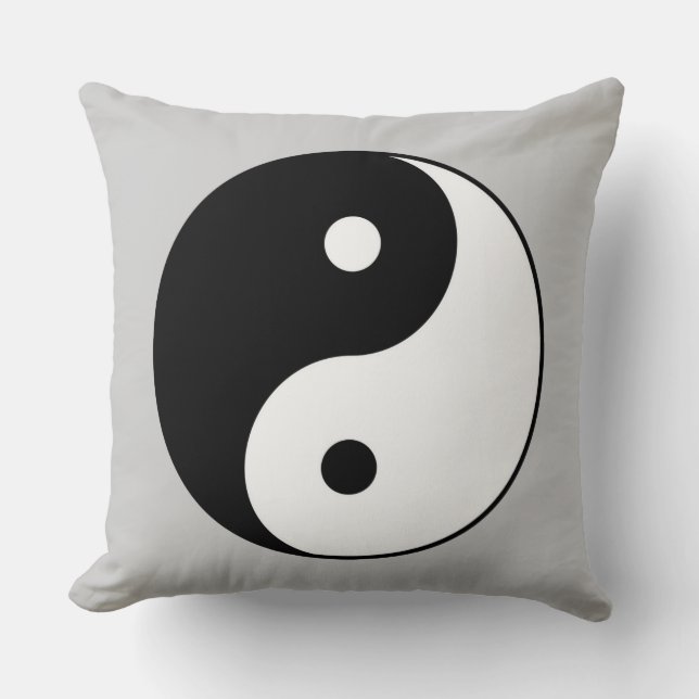 yin yang black white symbol cushion (Front)