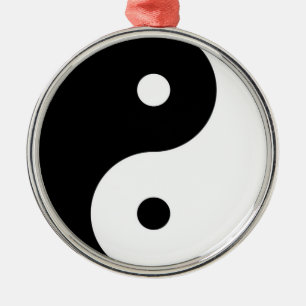 yin yang black white symbol metal tree decoration