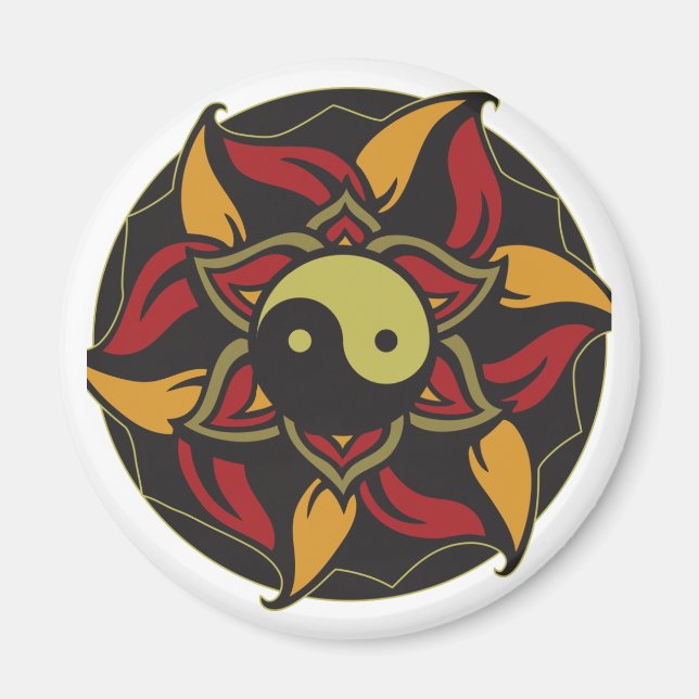 Yin Yang Blooming Lotus Magnet (Front)
