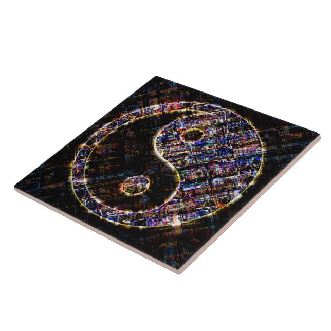 Yin Yang Blue Metal Fire Tile (Side)