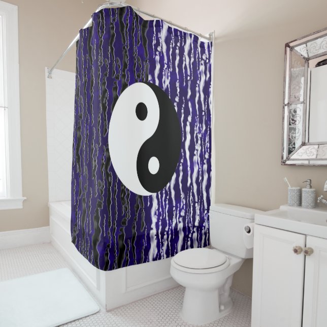 Yin Yang Blue Tranquillity Zen Energy Shower Curtain (In Situ)