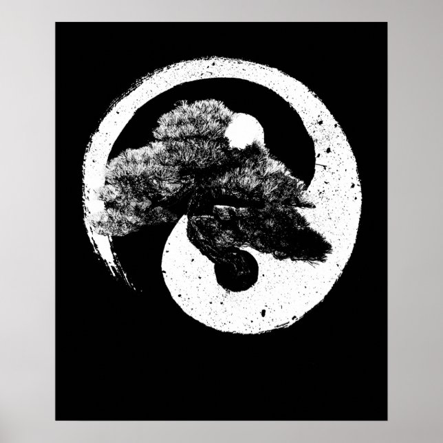 Yin Yang Bonsai Tree Buddhist Zen Japanese Poster (Front)