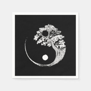 Yin Yang Bonsai Tree Japanese Buddhist Zen Napkin