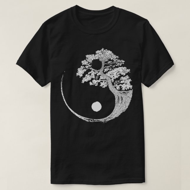 Yin Yang Bonsai Tree Japanese Buddhist Zen  T-Shirt (Design Front)