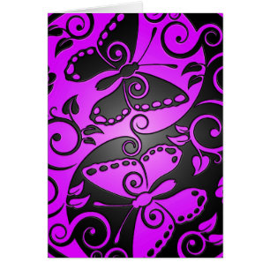 Yin Yang Butterflies, purple & black