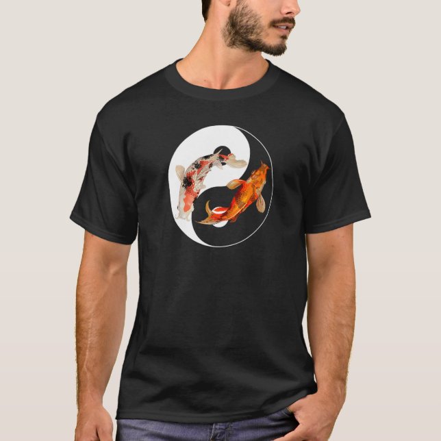 Yin Yang Carp Balance Taijitu Japanese Nishikigoi  T-Shirt (Front)