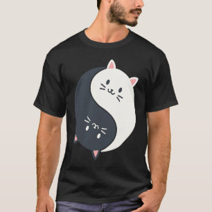 Yin Yang Cat Animal Feline Yin Black Cat Yang Whit T-Shirt