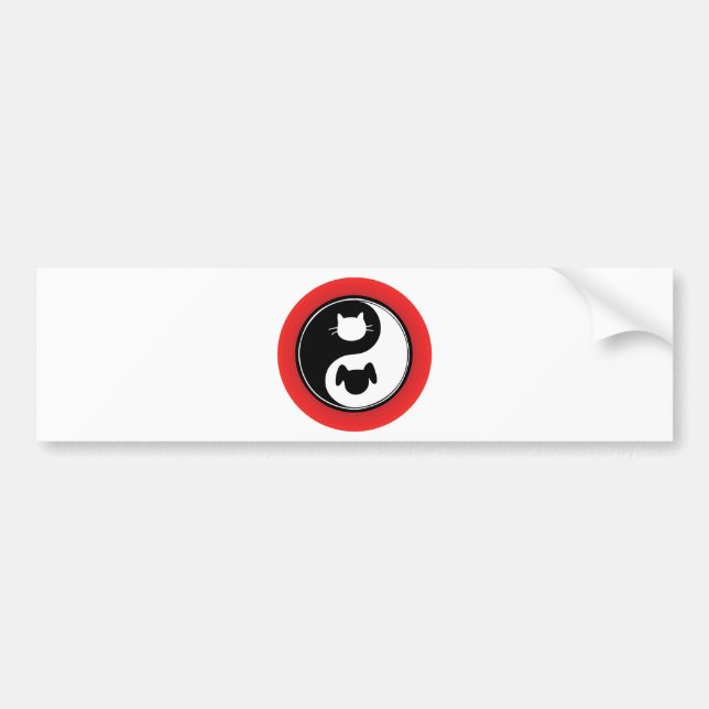 Yin Yang Cat Dog Bumper Sticker (Front)