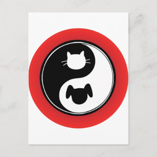 Yin Yang Cat Dog Postcard