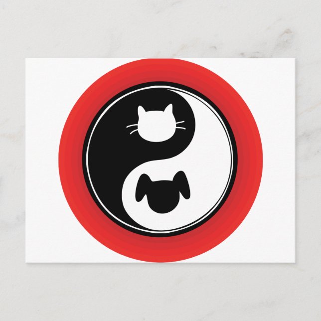 Yin Yang Cat Dog Postcard (Front)