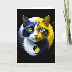 Yin Yang Cat Dual Yoga Spiritual Kitten Gift Mum K Card