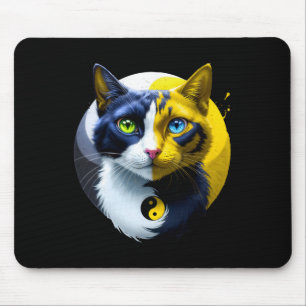 Yin Yang Cat Dual Yoga Spiritual Kitten Gift Mum K Mouse Pad