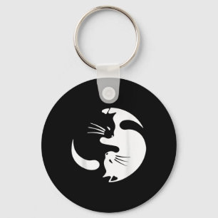 Yin Yang Cat Symbol Cute Black And White Cat Key Ring