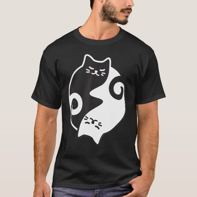 Yin Yang Cat Yoga Meditation Workout Exercise Mum T-Shirt (Front)