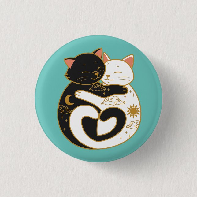 Yin Yang Cats  3 Cm Round Badge (Front)