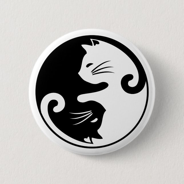 Yin yang cats 6 cm round badge (Front)